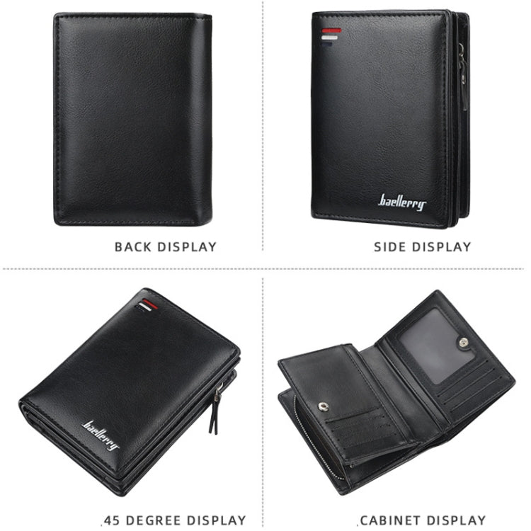 Baellerry D3216 Portamonete da uomo corto verticale multi-card con scatto, Khaki, Black, Brown