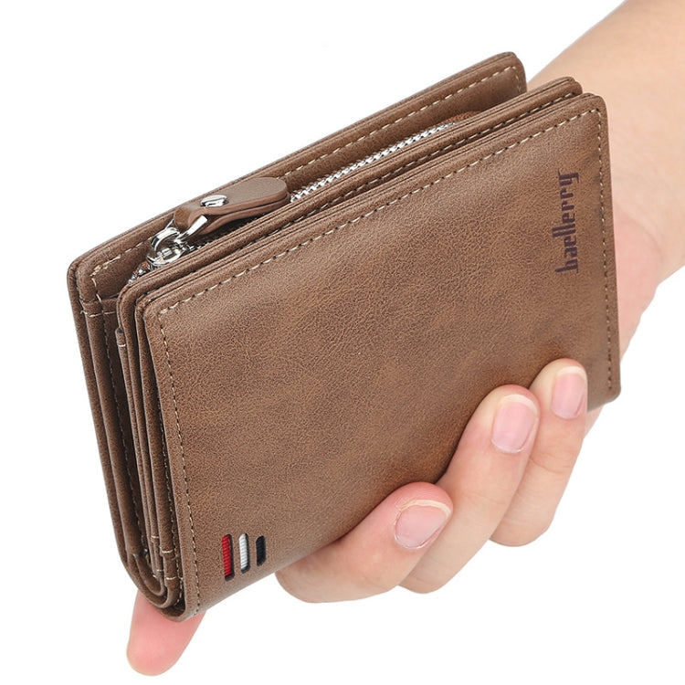 Baellerry D3216 Portamonete da uomo corto verticale multi-card con scatto, Khaki, Black, Brown