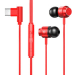 TS902 Auricolare da gioco USB-C / Type-C In-Ear in metallo, lunghezza cavo: 1,2 m, Red, Green, Black, Silver Gray