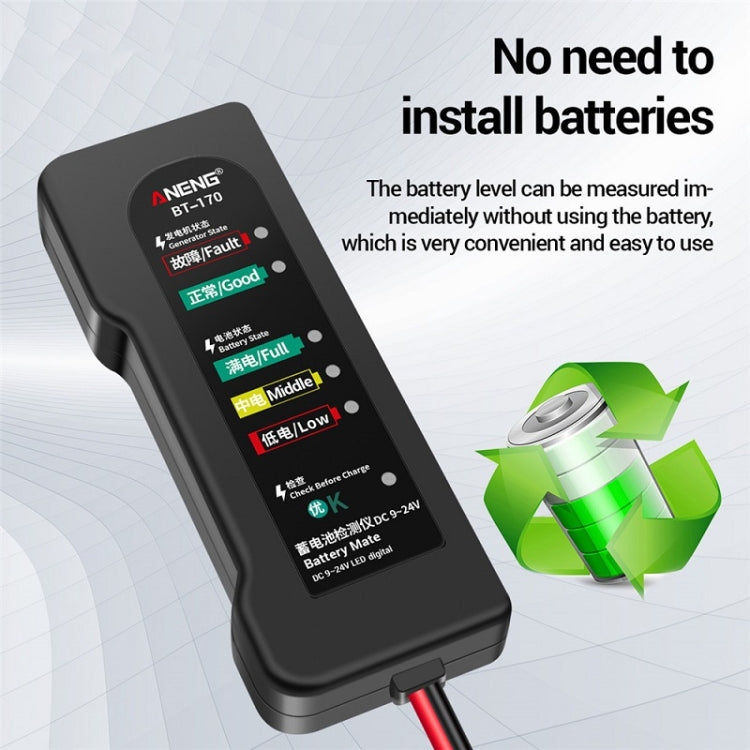 Tester per batterie per veicoli elettrici ANENG BT-170 12V, BT-170
