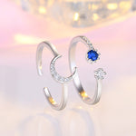 2 PZ J259 Ladies Romantic Star Moon Anelli aperti impilati