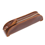 W-T18 Astuccio per matite con cerniera in vera pelle vintage fatto a mano, Black, Brown, Wine Red, Coffee, Ink Green, Blue