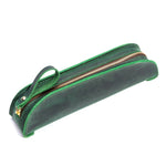 W-T18 Astuccio per matite con cerniera in vera pelle vintage fatto a mano, Black, Brown, Wine Red, Coffee, Ink Green, Blue