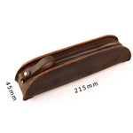 W-T18 Astuccio per matite con cerniera in vera pelle vintage fatto a mano, Black, Brown, Wine Red, Coffee, Ink Green, Blue
