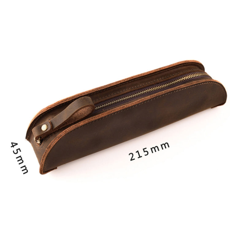 W-T18 Astuccio per matite con cerniera in vera pelle vintage fatto a mano, Black, Brown, Wine Red, Coffee, Ink Green, Blue