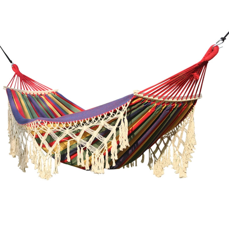 200x150 cm doppia amaca da campeggio in tela con nappa all'aperto con bastone, Colorful Stripes, Pink Stripes, White