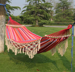 200x150 cm doppia amaca da campeggio in tela con nappa all'aperto con bastone, Colorful Stripes, Pink Stripes, White