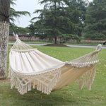 200x150 cm doppia amaca da campeggio in tela con nappa all'aperto con bastone, Colorful Stripes, Pink Stripes, White