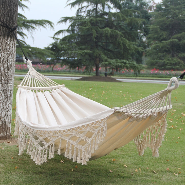 200x150 cm doppia amaca da campeggio in tela con nappa all'aperto con bastone, Colorful Stripes, Pink Stripes, White