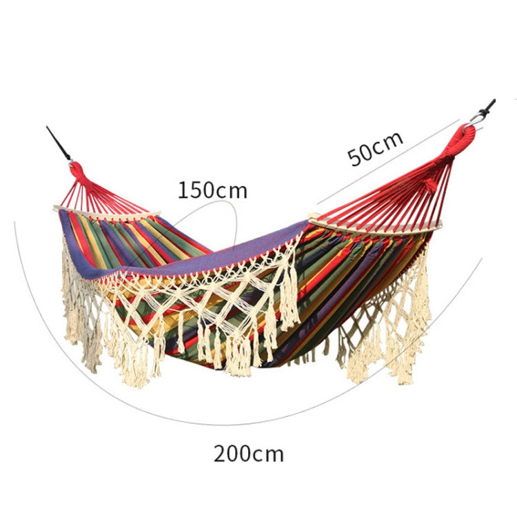 200x150 cm doppia amaca da campeggio in tela con nappa all'aperto con bastone, Colorful Stripes, Pink Stripes, White