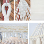 200x150 cm doppia amaca da campeggio in tela con nappa all'aperto con bastone, Colorful Stripes, Pink Stripes, White