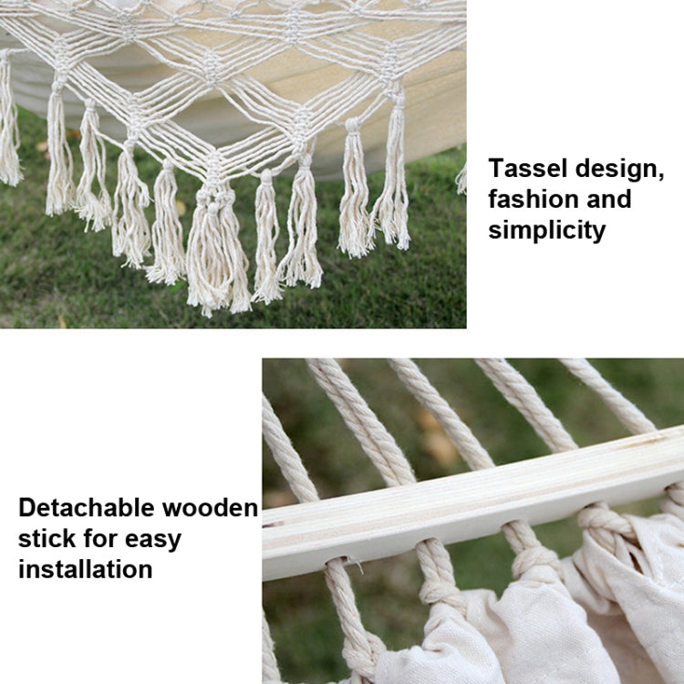 200x150 cm doppia amaca da campeggio in tela con nappa all'aperto con bastone, Colorful Stripes, Pink Stripes, White