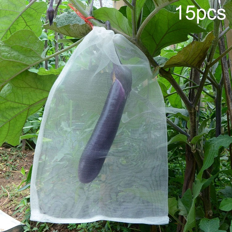 15 PCS Borsa in rete di nylon a prova di insetti e uccelli per frutta e verdura, 45x30cm, 25x25cm, 45x15cm, 60x40cm, 70x48cm, 30x25cm, 55x35cm