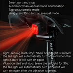 MEROCA XC02 Fanale posteriore intelligente a induzione del freno sensibile alla luce, Cushion Mounting, Pipe Mounting
