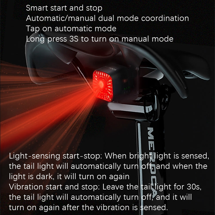 MEROCA XC02 Fanale posteriore intelligente a induzione del freno sensibile alla luce, Cushion Mounting, Pipe Mounting
