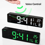 Sveglia digitale a LED 6625D Sveglia con display della temperatura del timer da tavolo luminoso, Black Shell Green Light, Black Shell White Light