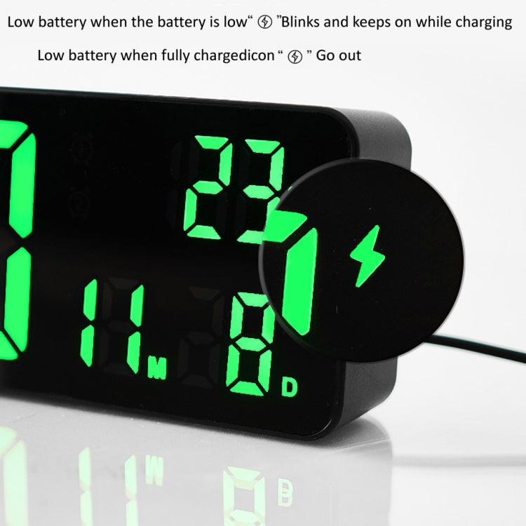 Sveglia digitale a LED 6625D Sveglia con display della temperatura del timer da tavolo luminoso, Black Shell Green Light, Black Shell White Light