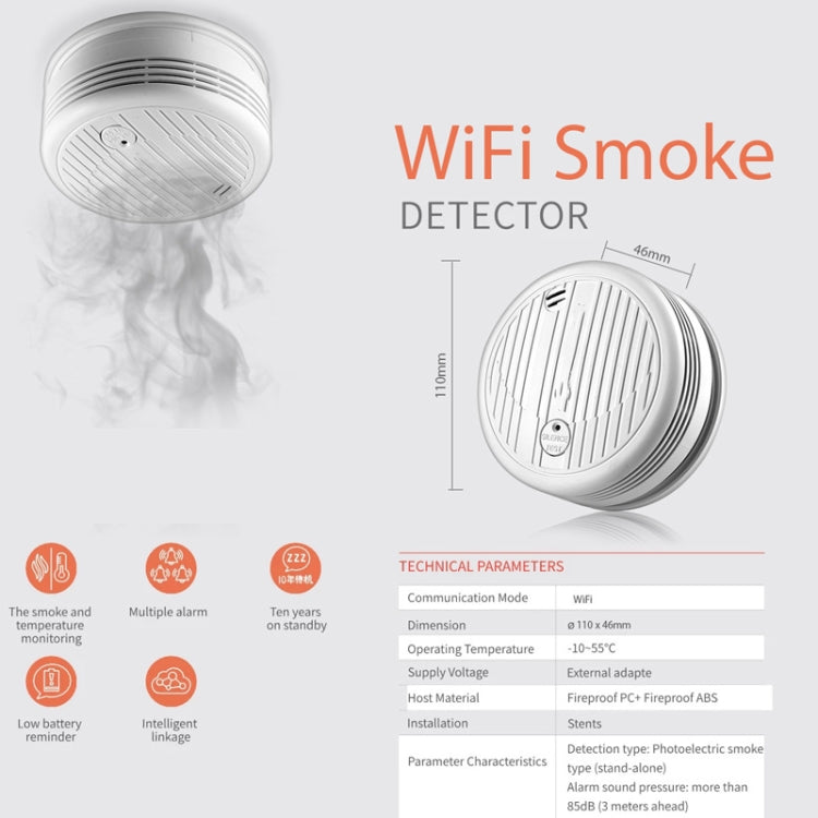 Rilevatore di fumo WiFi Smart Home TY-SMK-07