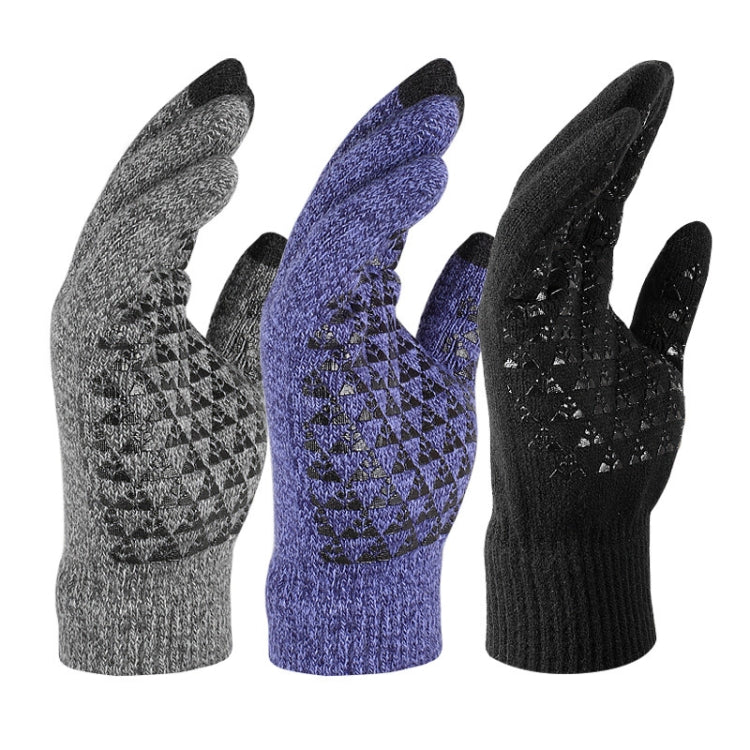 2 paia di guanti caldi lavorati a maglia touch screen in velluto spesso, Free Size