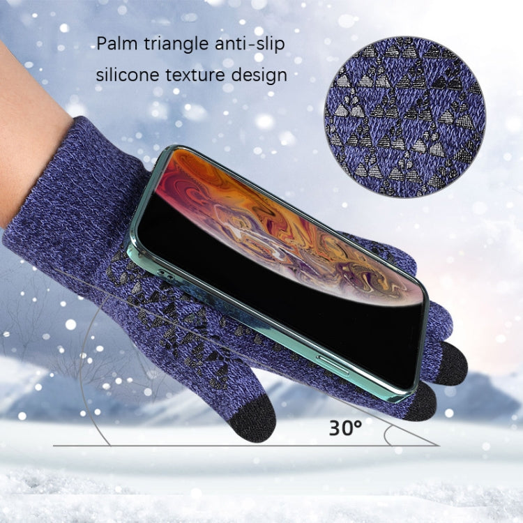 2 paia di guanti caldi lavorati a maglia touch screen in velluto spesso, Free Size