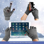 2 paia di guanti caldi lavorati a maglia touch screen in velluto spesso, Free Size