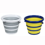 Secchio in silicone pieghevole portatile da esterno per la casa, Gray 10 Liters, Blue Yellow 10 Liters