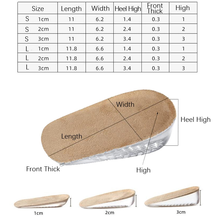 2 paia di GEL con soletta alta in pile con imbottitura invisibile aumentata, S Code 1cm, S Code 2cm, S Code 3cm, L Code 1cm, L Code 2cm, L Code 3cm