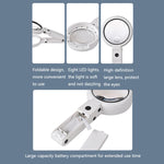 Lente d'ingrandimento portatile con luce LED ricaricabile USB 5x