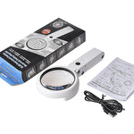 Lente d'ingrandimento portatile con luce LED ricaricabile USB 5x