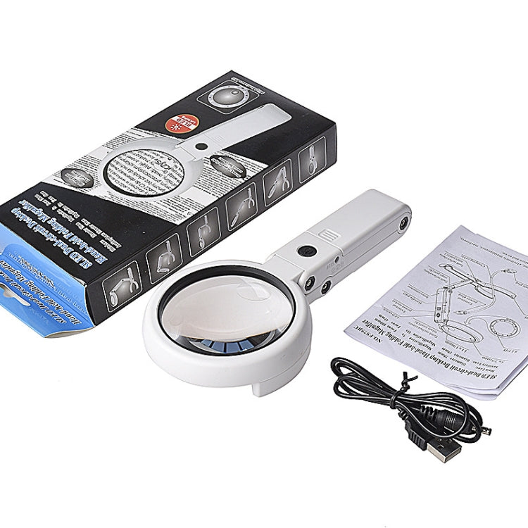 Lente d'ingrandimento portatile con luce LED ricaricabile USB 5x
