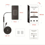 C1-PRO 2 in 1 Tappetino antiscivolo per ricarica wireless per auto con luminoso per AirPods / iPhone, C1PRO Black