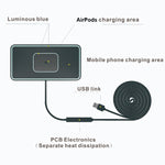 C1-PRO 2 in 1 Tappetino antiscivolo per ricarica wireless per auto con luminoso per AirPods / iPhone, C1PRO Black