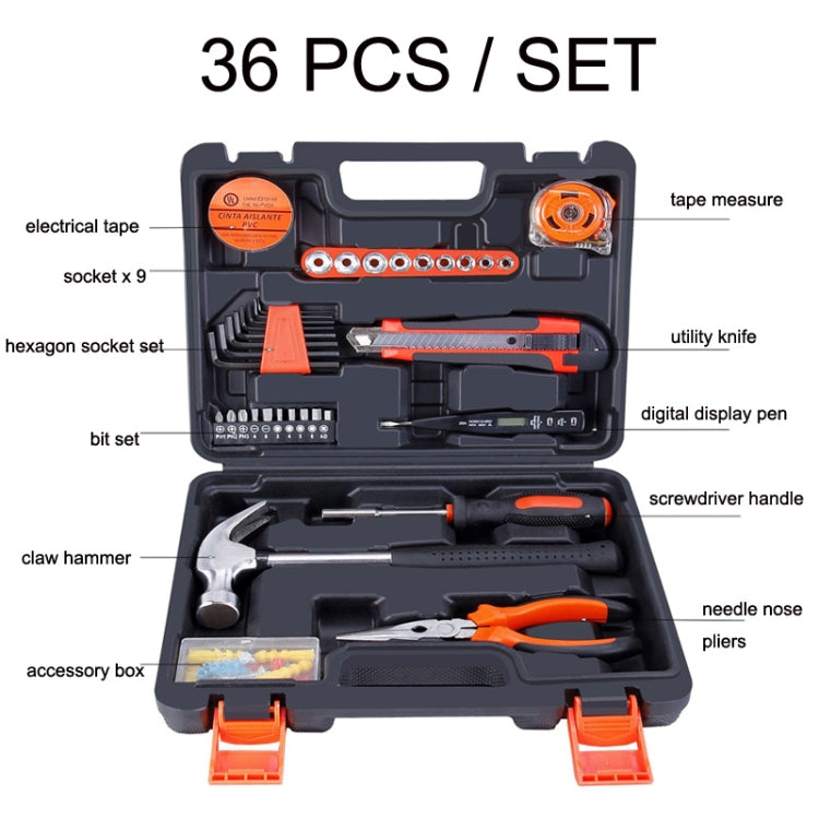 JT-36 Set di combinazioni di strumenti hardware manuali per uso domestico, 36 PCS / Set