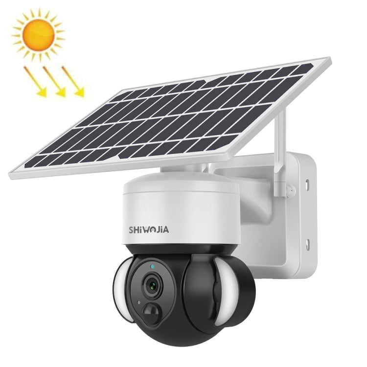 SHIWOJIA Telecamera IP a cupola solare WiFi impermeabile, supporto audio bidirezionale e rilevamento del movimento PIR e visione notturna e scheda TF, SHIWOJIA