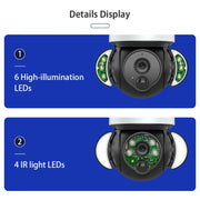 SHIWOJIA Telecamera IP a cupola solare WiFi impermeabile, supporto audio bidirezionale e rilevamento del movimento PIR e visione notturna e scheda TF, SHIWOJIA