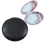 3 PCS Piccolo specchio per trucco Specchio circolare portatile pieghevole a conchiglia, Black, Purple, Sky Blue, Red