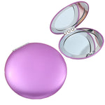 3 PCS Piccolo specchio per trucco Specchio circolare portatile pieghevole a conchiglia, Black, Purple, Sky Blue, Red