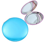 3 PCS Piccolo specchio per trucco Specchio circolare portatile pieghevole a conchiglia, Black, Purple, Sky Blue, Red