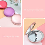 3 PCS Piccolo specchio per trucco Specchio circolare portatile pieghevole a conchiglia, Black, Purple, Sky Blue, Red