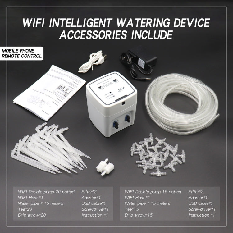 WD-01ADE Controller per irrigazione a goccia da giardinaggio WIFI, Double Pump 15 Pots, Double Pump 20 Pots
