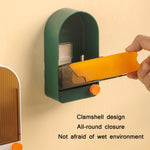Portasapone con scarico a parete per bagno domestico da 2 pezzi con coperchio, White Gray, White Orange, Pink White, Green Gray