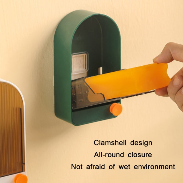 Portasapone con scarico a parete per bagno domestico da 2 pezzi con coperchio, White Gray, White Orange, Pink White, Green Gray