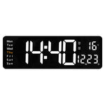6626 Orologio digitale a LED con display a grande schermo da parete per soggiorno, 16 Inch Orange Temperature, 16 Inch Green Temperature, 16 Inch Blue Temperature, 16 Inch White Temperature