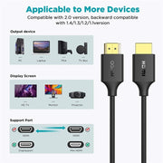 QGeeM QG-AV16 TV HD Proiezione Blu-Ray Cavo TV HDMI Supporta 4K, 1 m, 1.83 m, 3 m