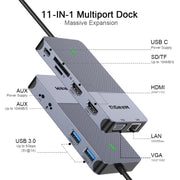 Adattatore HUB di estensione multifunzionale di tipo C QGeeM 11 in 1, 11 In 1