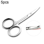 Forbici per rifinire le sopracciglia a gomito in acciaio inossidabile da 5 pezzi, Scissors