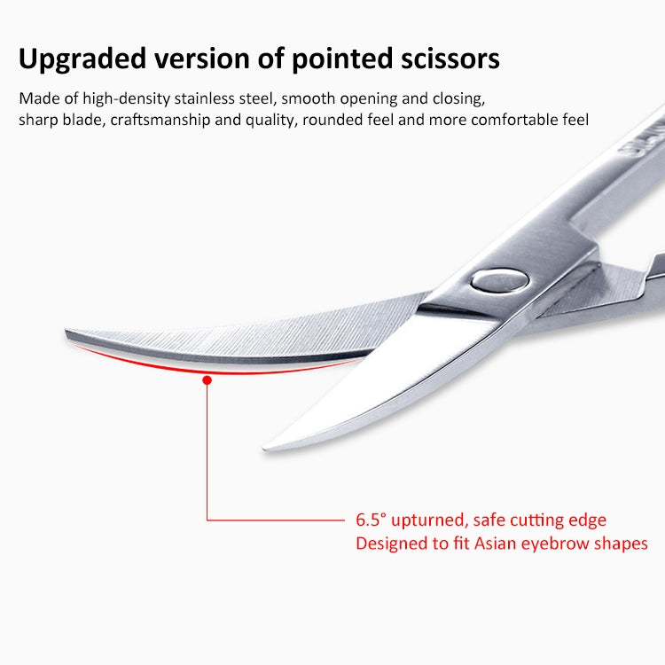 Forbici per rifinire le sopracciglia a gomito in acciaio inossidabile da 5 pezzi, Scissors