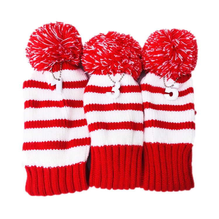 Copertura lavorata a maglia per mazze da golf in legno da 3 pezzi/set, 3PCS Red, 3PCS Black