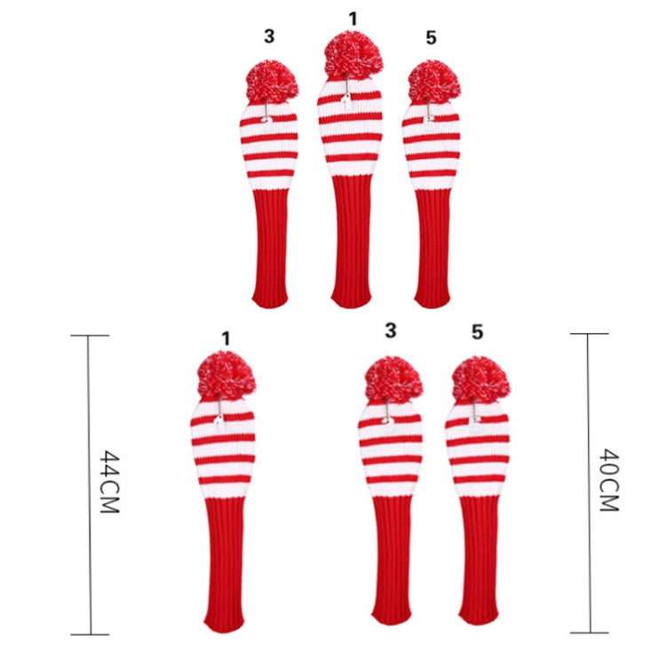 Copertura lavorata a maglia per mazze da golf in legno da 3 pezzi/set, 3PCS Red, 3PCS Black