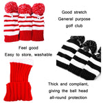 Copertura lavorata a maglia per mazze da golf in legno da 3 pezzi/set, 3PCS Red, 3PCS Black